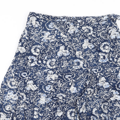 NEXT Womens Blue Geometric Cotton Peasant Skirt Size 12 Zip