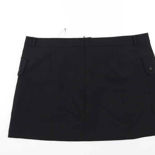 Marks and Spencer Womens Black Polyester Cargo Skirt Size 24 Zip