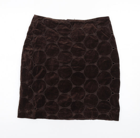 Boden Womens Brown Polka Dot Cotton A-Line Skirt Size 12 Zip
