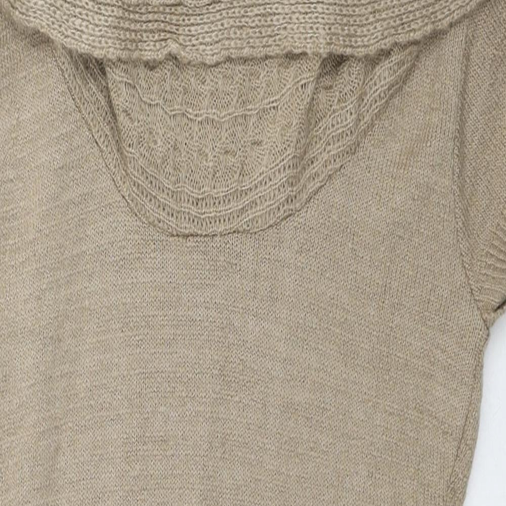 Pout Womens Beige Acrylic Jumper Dress Size M Roll Neck Pullover - Size S-M