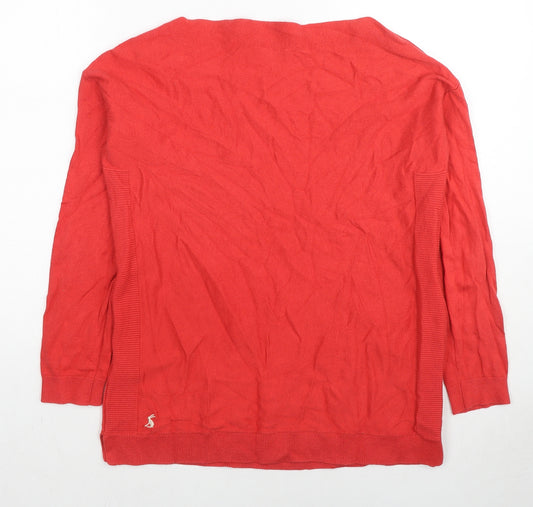 Joules Womens Red Boat Neck Cotton Pullover Jumper Size 10