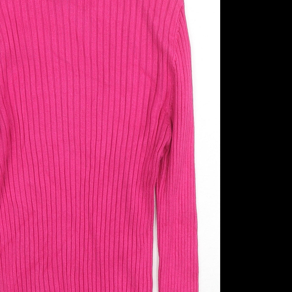 Stradivarius Womens Pink High Neck Viscose Pullover Jumper Size S