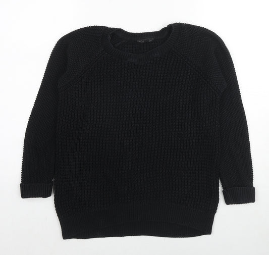 Topshop Womens Black Round Neck Acrylic Pullover Jumper Size 8
