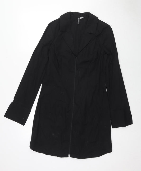 Divided by H&M Womens Black Cotton Shirt Dress Size 10 Collared Zip