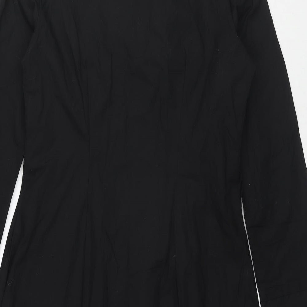 Divided by H&M Womens Black Cotton Shirt Dress Size 10 Collared Zip