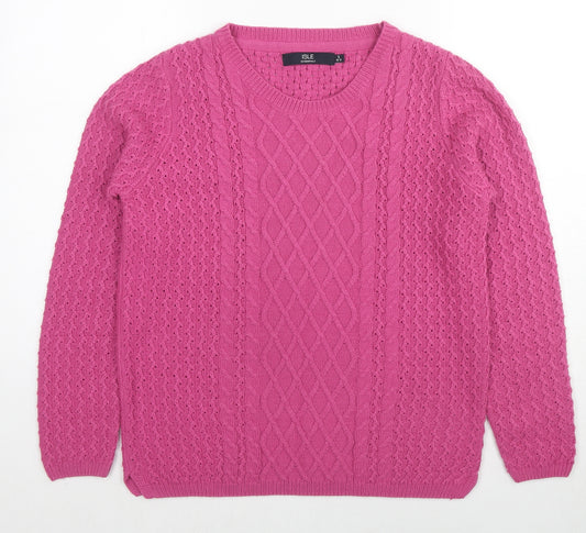 EWM Womens Pink Round Neck Acrylic Pullover Jumper Size 10 - Size 10-12