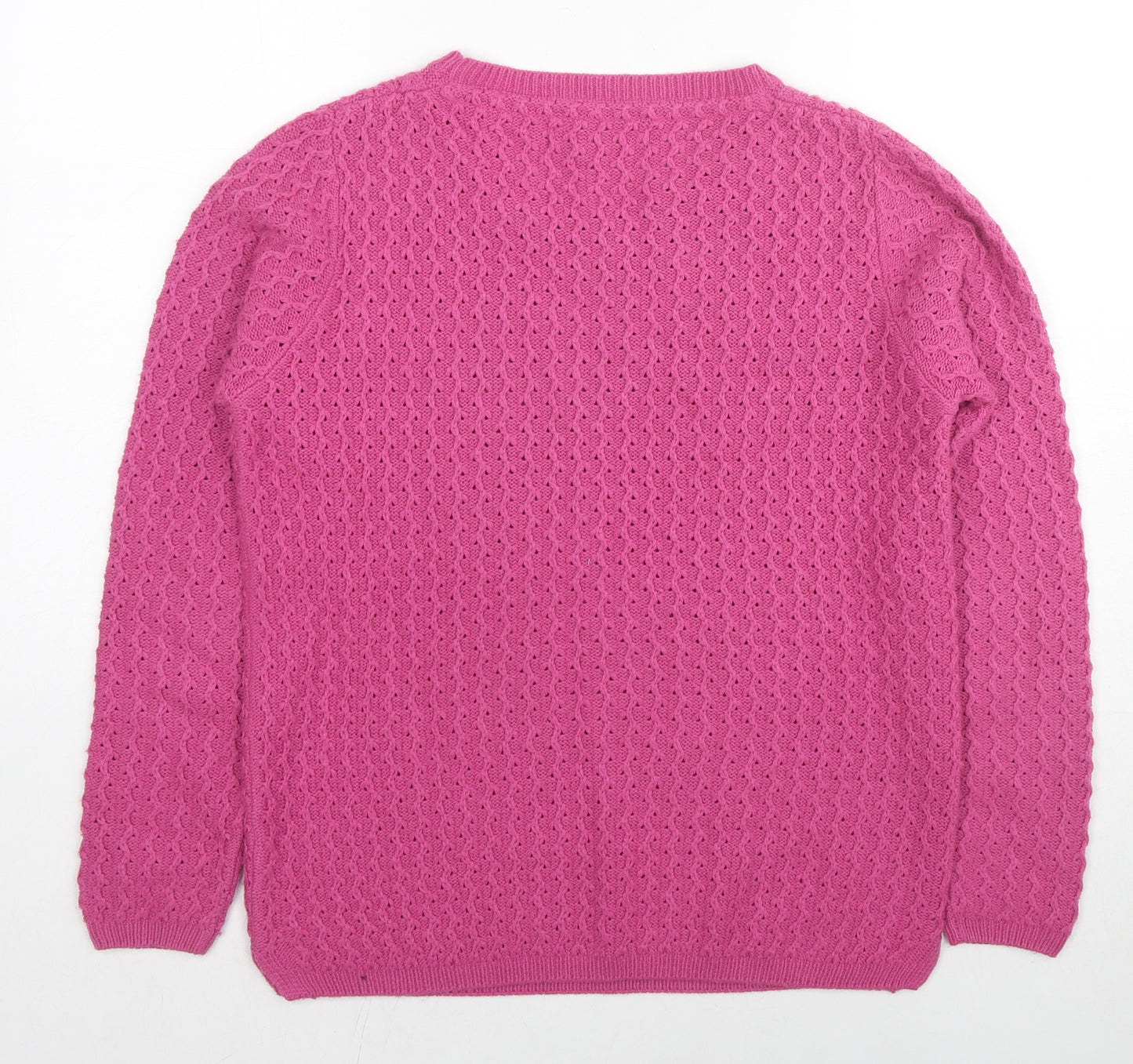 EWM Womens Pink Round Neck Acrylic Pullover Jumper Size 10 - Size 10-12