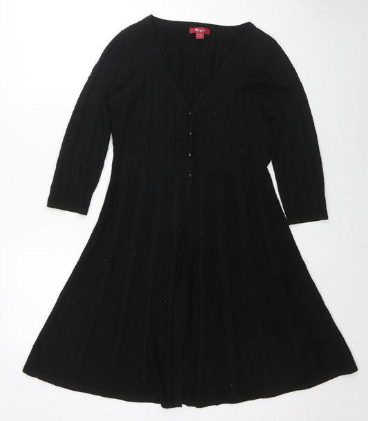 Monsoon Womens Black V-Neck Acrylic Cardigan Jumper Size 10