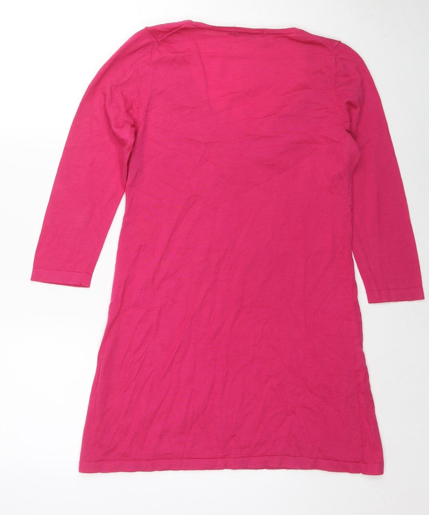 Boden Womens Pink V-Neck Cotton Tunic Jumper Size 12