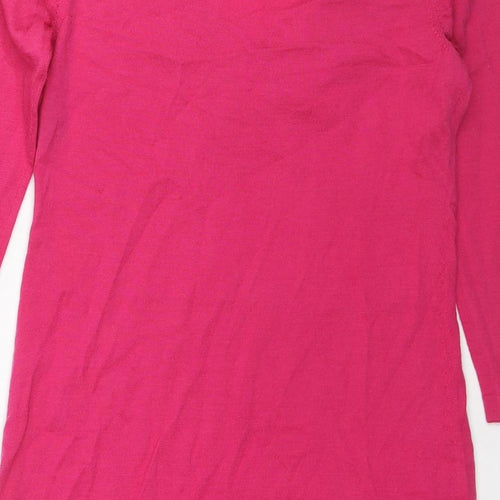 Boden Womens Pink V-Neck Cotton Tunic Jumper Size 12