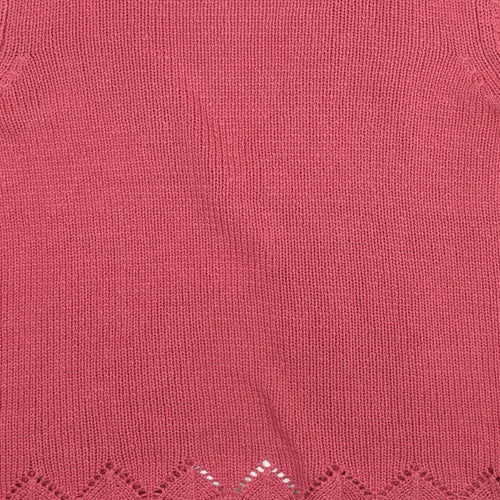 BHS Womens Pink V-Neck Acrylic Cardigan Jumper Size 16