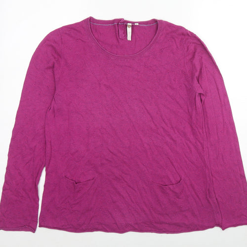 White Stuff Womens Purple Round Neck Cotton Pullover Jumper Size 16