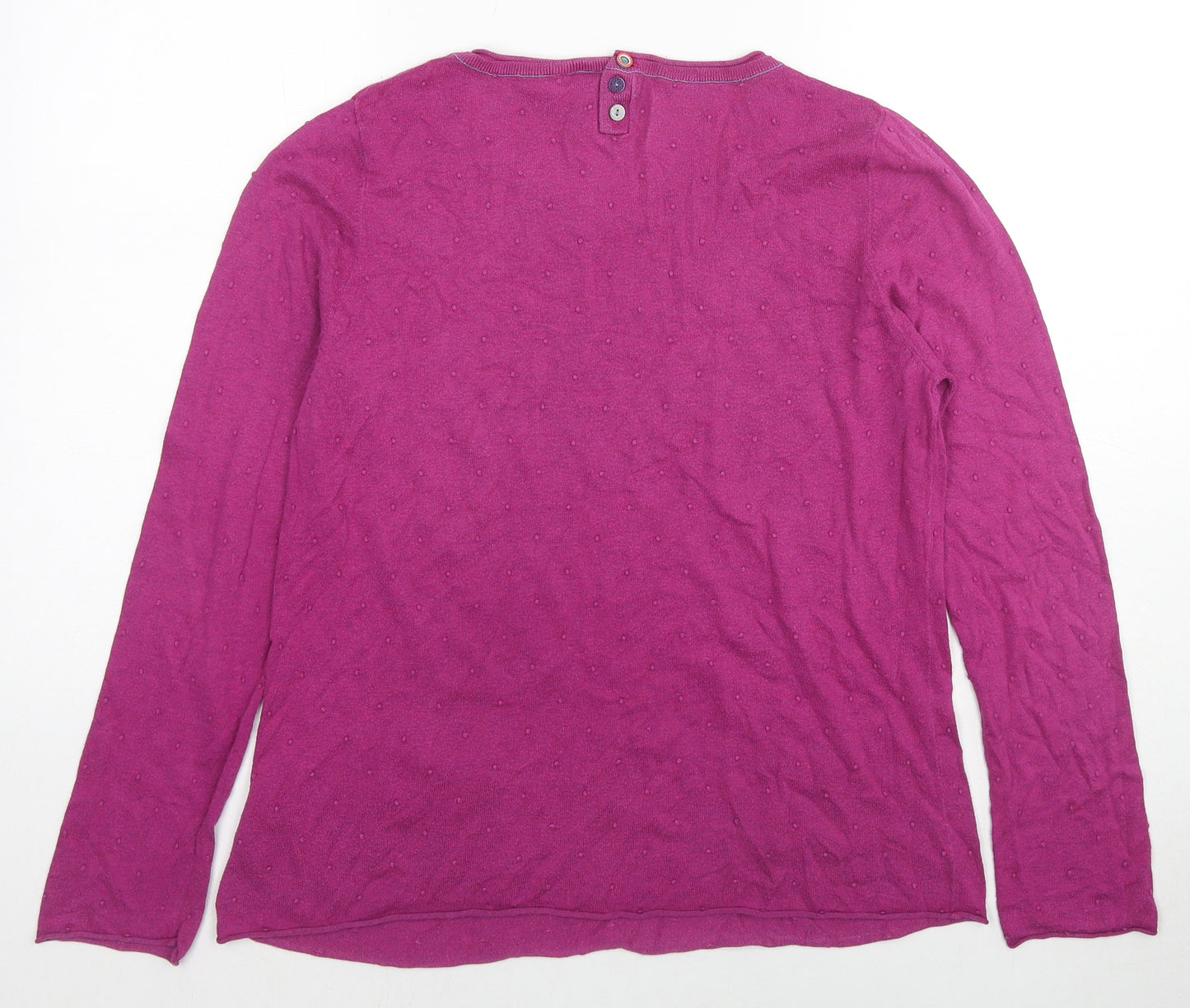 White Stuff Womens Purple Round Neck Cotton Pullover Jumper Size 16