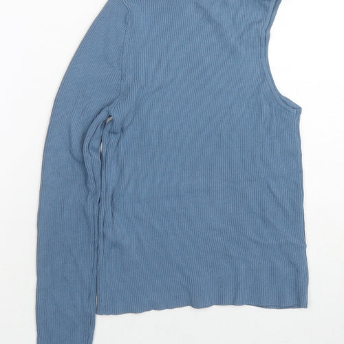 Zara Womens Blue High Neck Polyester Pullover Jumper Size S - One Shoulder