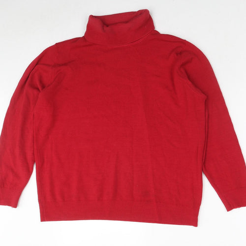 Marks and Spencer Womens Red Roll Neck Wool Pullover Jumper Size 16