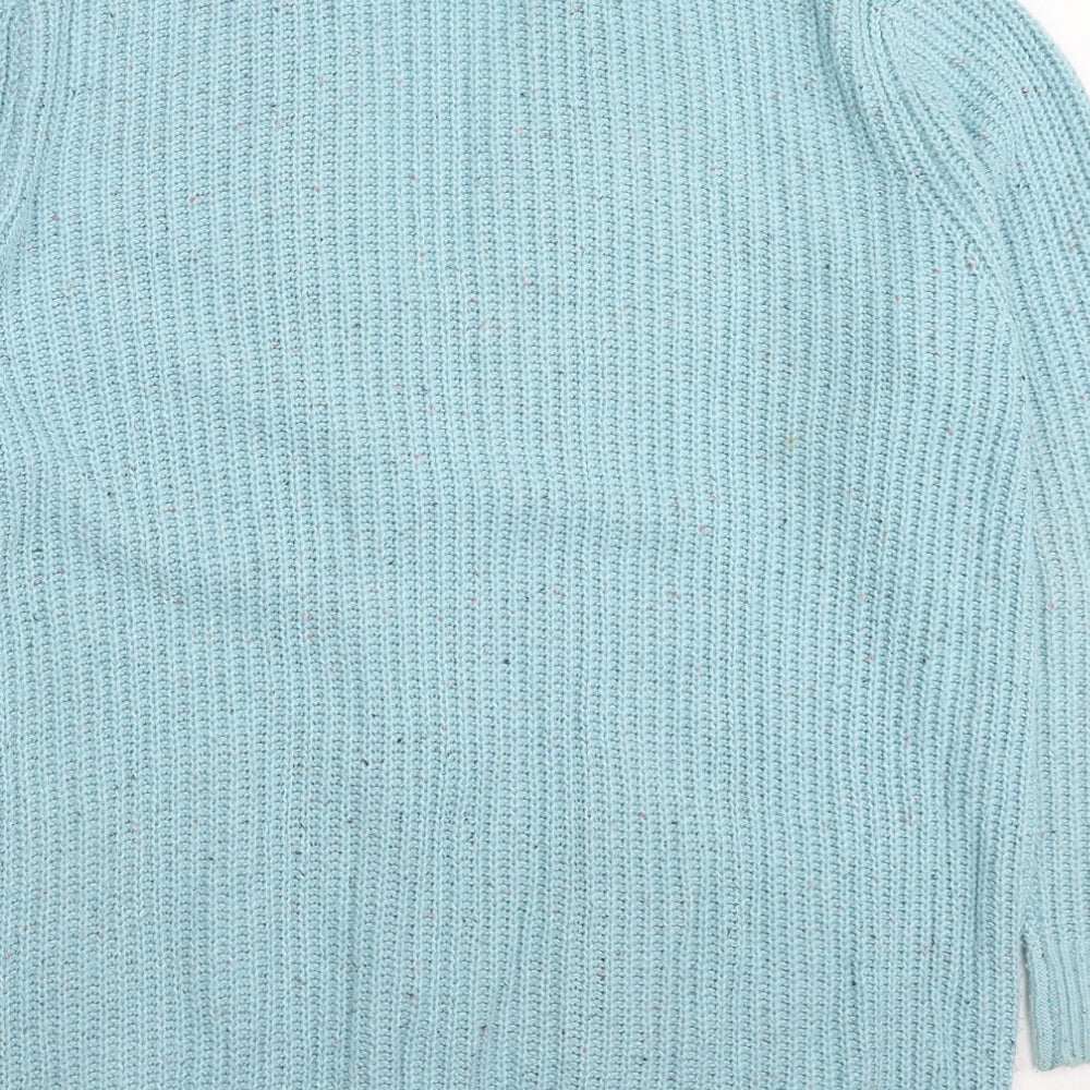 Marks and Spencer Womens Blue V-Neck Cotton Cardigan Jumper Size L - Pockets Button