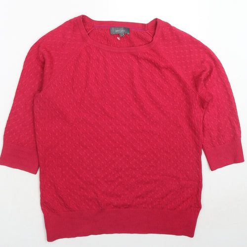 Per Una Womens Red Round Neck Acrylic Pullover Jumper Size 12