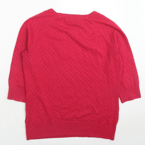 Per Una Womens Red Round Neck Acrylic Pullover Jumper Size 12