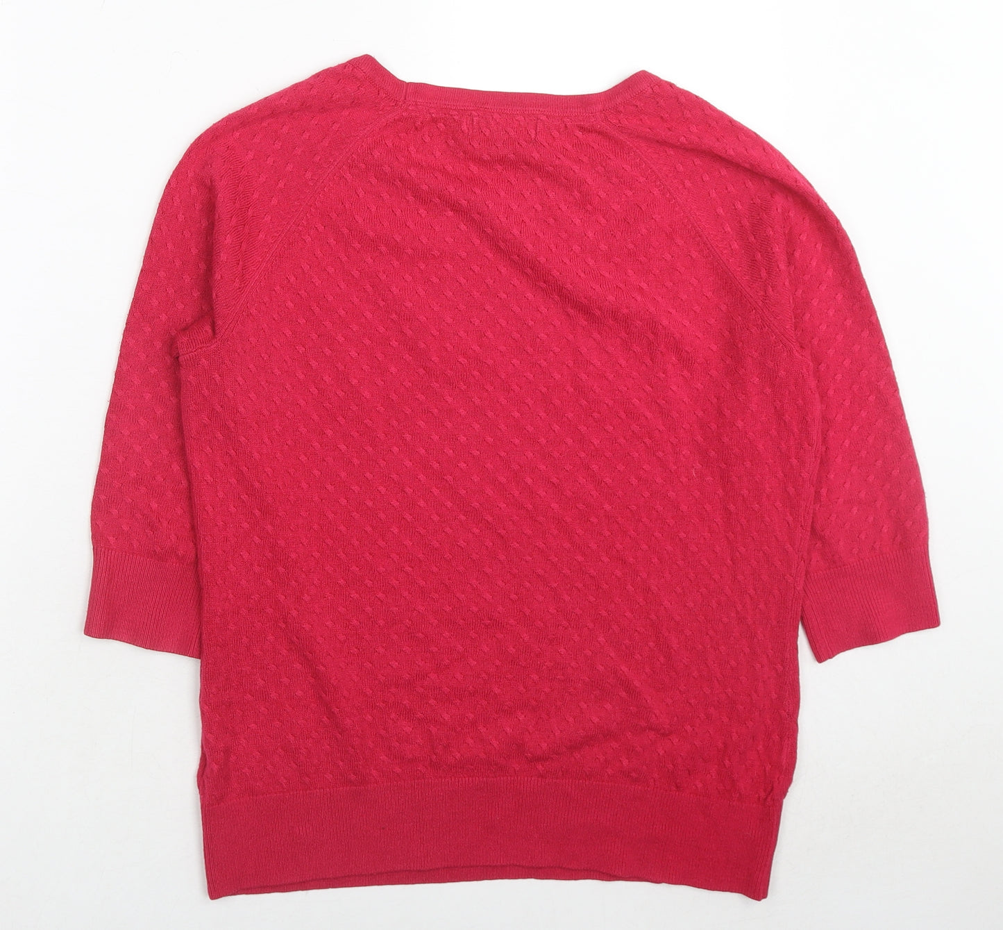 Per Una Womens Red Round Neck Acrylic Pullover Jumper Size 12