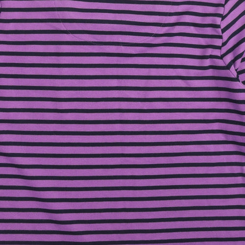 TIGI Womens Purple Striped Polyester Basic T-Shirt Size 14 Square Neck - Size 14-16
