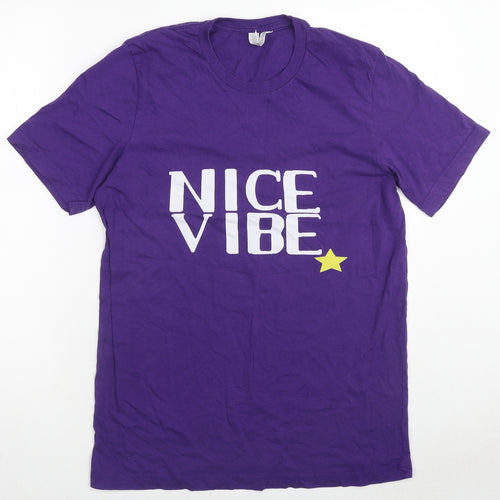 Bella + Canvas Womens Purple Cotton Basic T-Shirt Size L Crew Neck - Nice Vibe