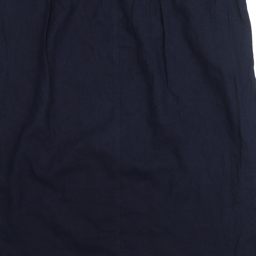 Marks and Spencer Womens Blue Linen A-Line Skirt Size 24 Drawstring