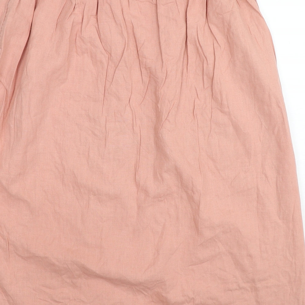 Fat Face Womens Pink Linen A-Line Skirt Size 10 Button