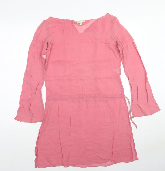 Massimo Dutti Womens Pink Cotton A-Line Size 10 V-Neck Pullover