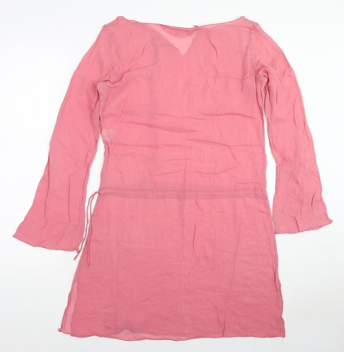 Massimo Dutti Womens Pink Cotton A-Line Size 10 V-Neck Pullover