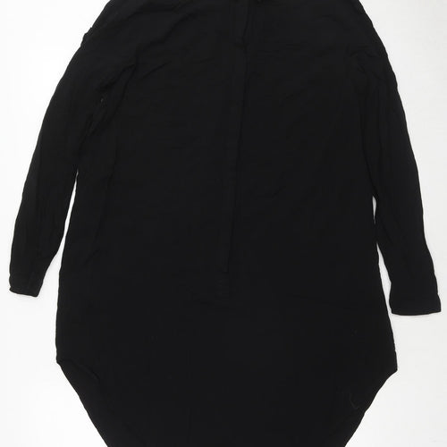 Divided by H&M Womens Black Viscose Shirt Dress Size 10 Collared Button