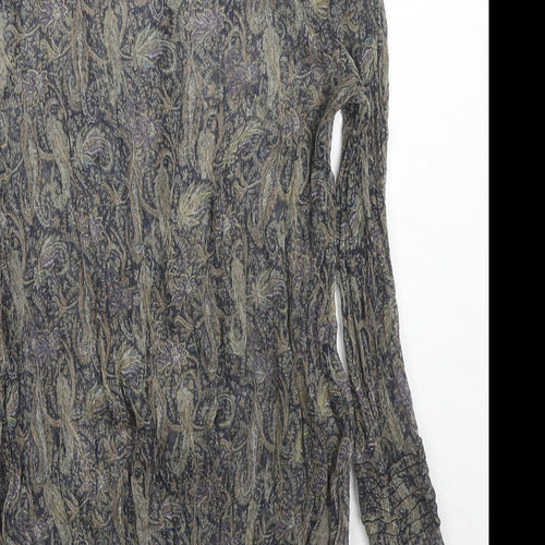 Zara Womens Grey Geometric Polyester Tunic Blouse Size M Scoop Neck