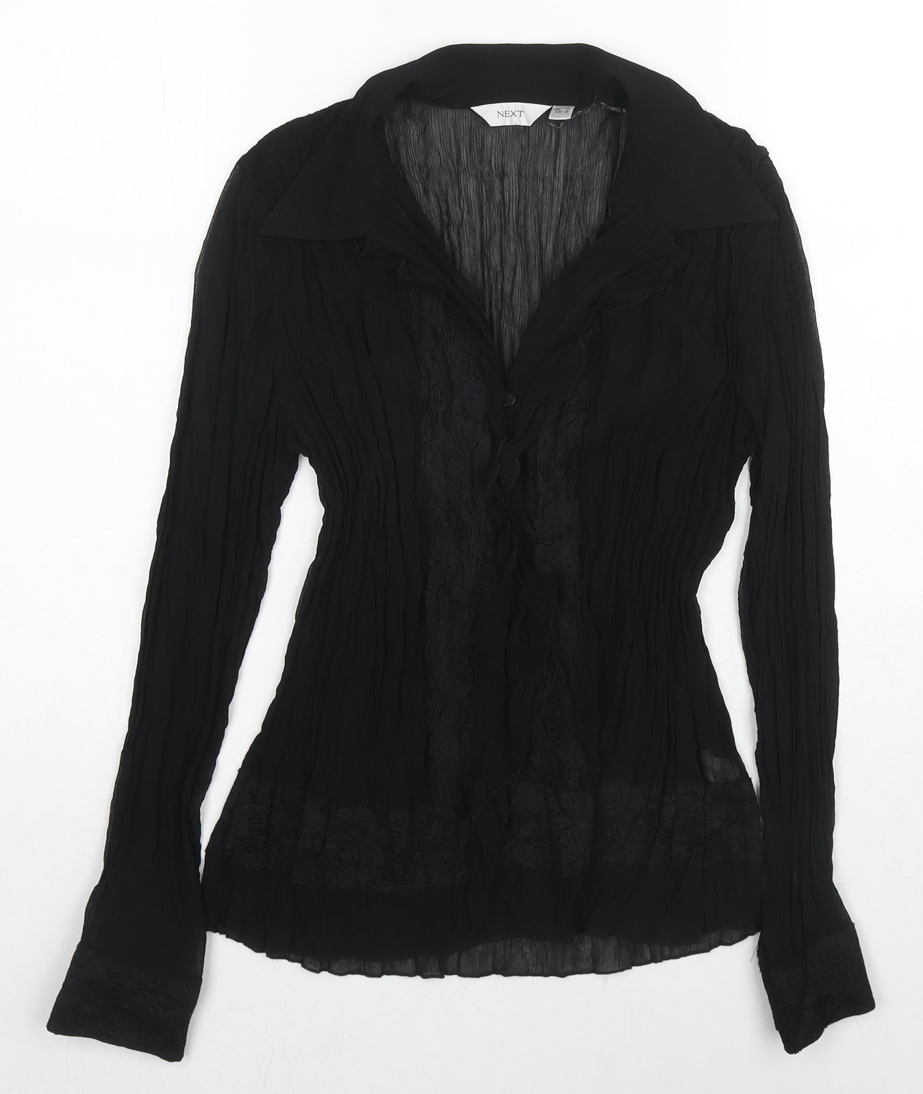 NEXT Womens Black Polyester Basic Blouse Size 10 Collared