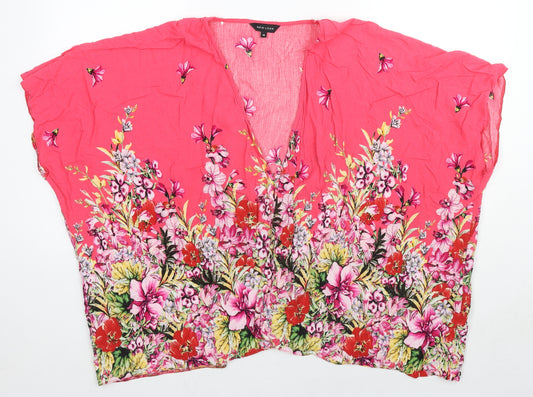 New Look Womens Multicoloured Floral Viscose Kimono Blouse Size 10 V-Neck