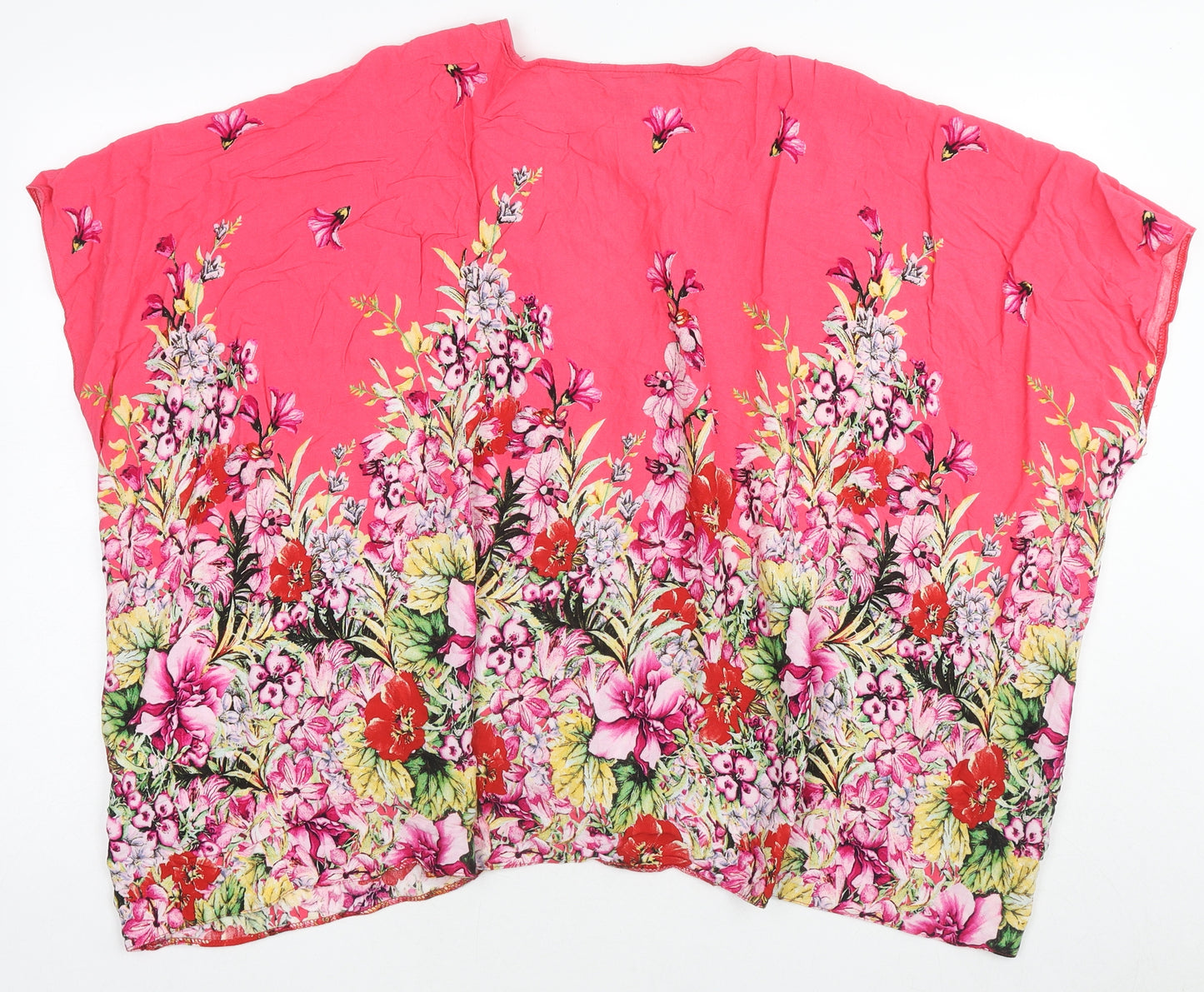 New Look Womens Multicoloured Floral Viscose Kimono Blouse Size 10 V-Neck