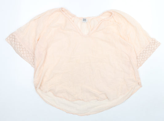 Saint Tropez Clothing Womens Beige Polyester Basic Blouse Size XL V-Neck
