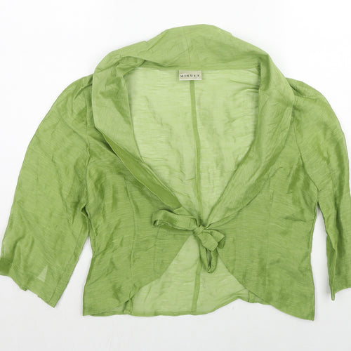 Minuet Womens Green Linen Basic Blouse Size 14 V-Neck