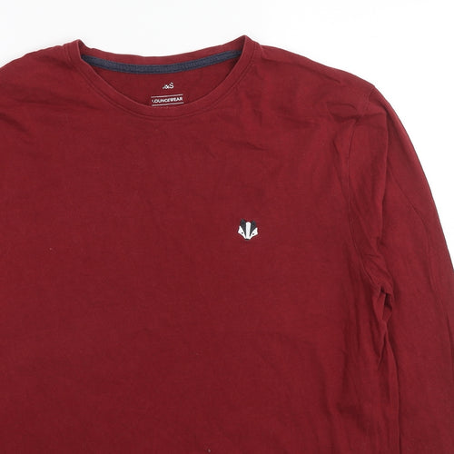 Marks and Spencer Mens Red Cotton T-Shirt Size L Crew Neck