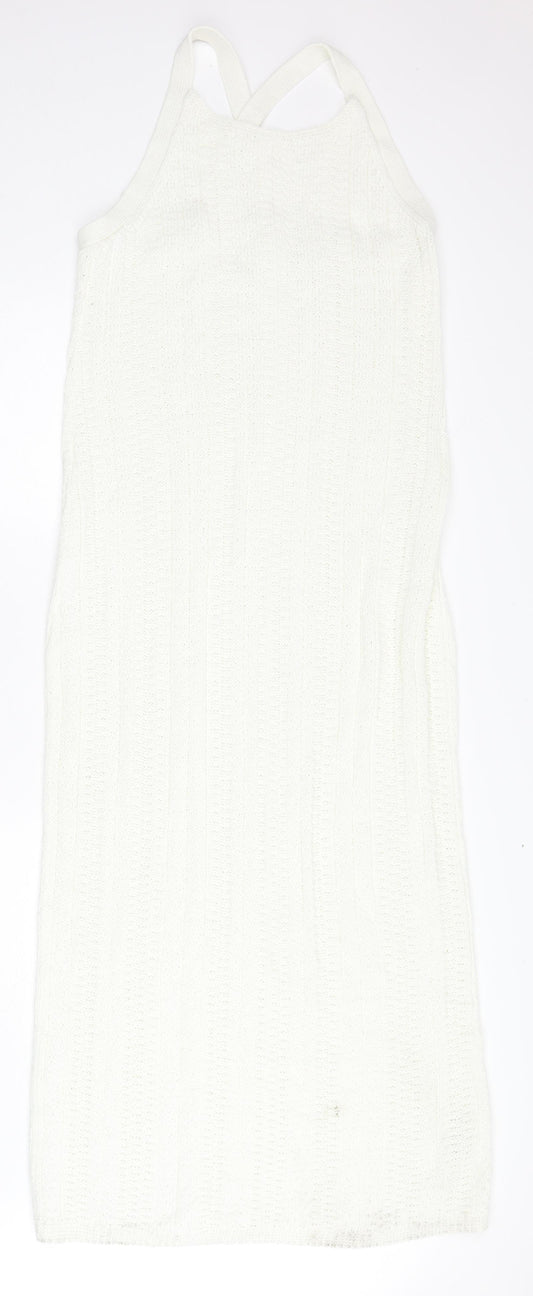 Autograph Womens White Cotton Maxi Size 14 Round Neck Pullover