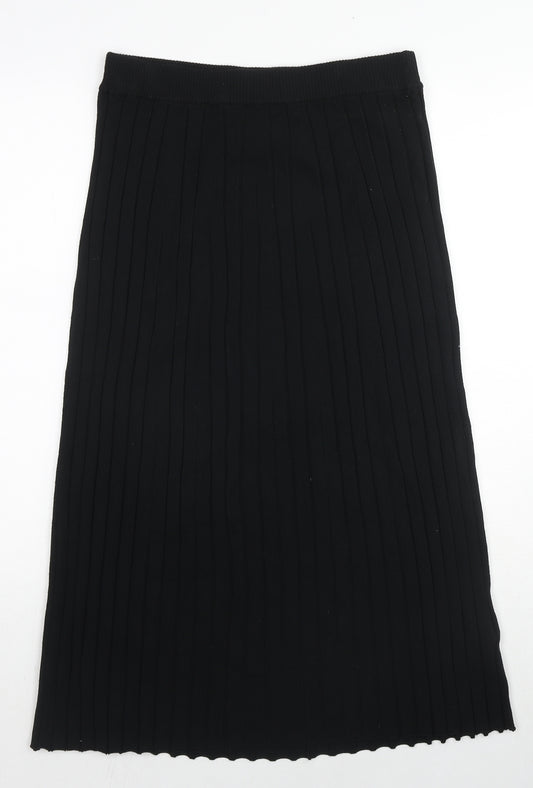Marks and Spencer Womens Black Viscose Pleated Skirt Size M
