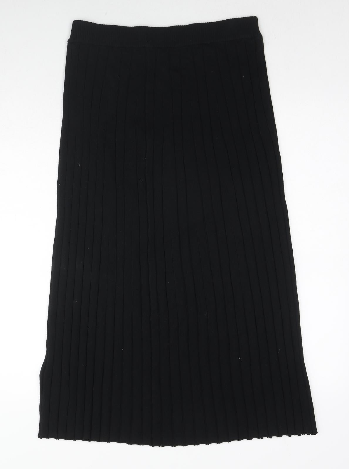 Marks and Spencer Womens Black Viscose Pleated Skirt Size M