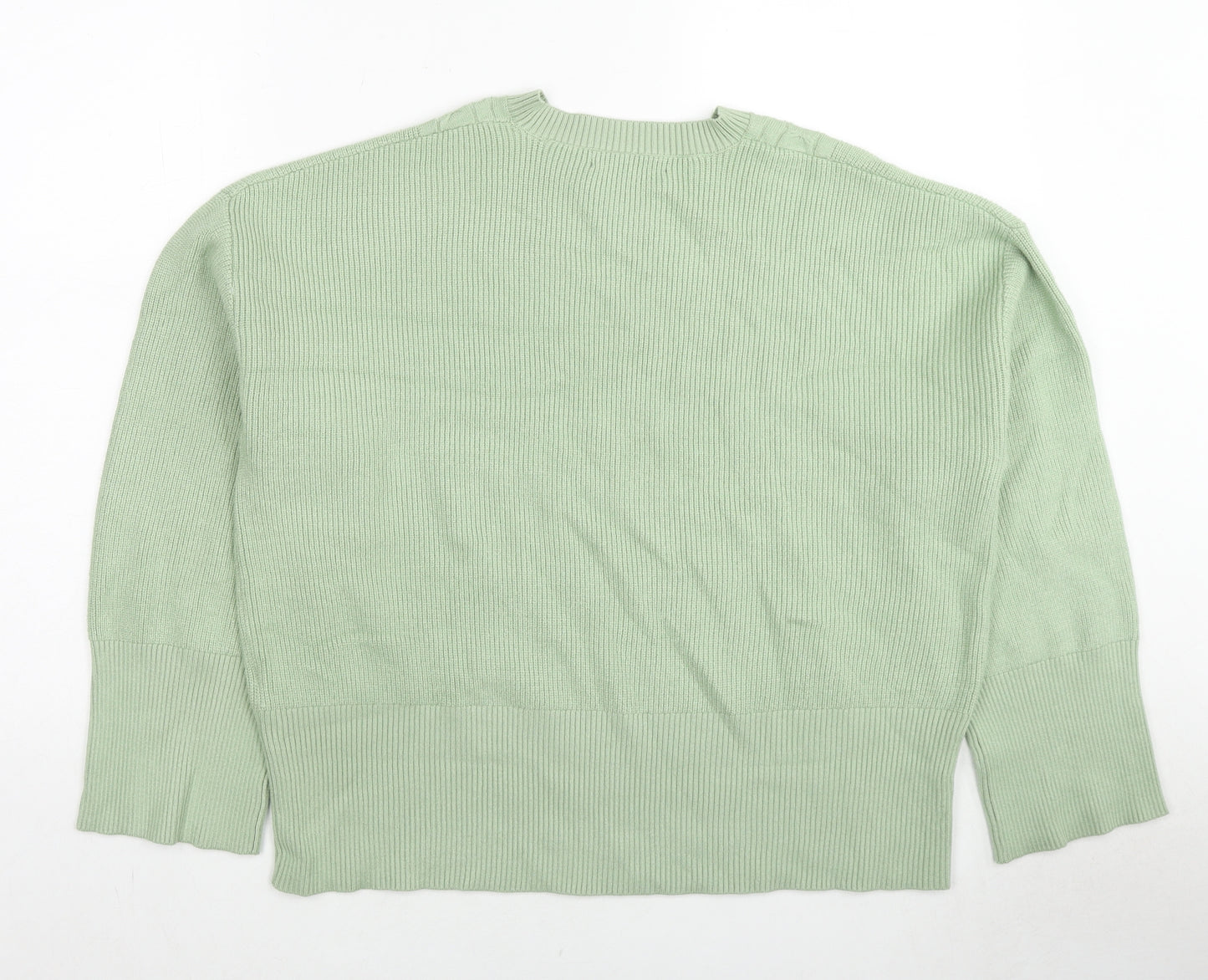 Marks and Spencer Womens Green Round Neck Viscose Pullover Jumper Size L