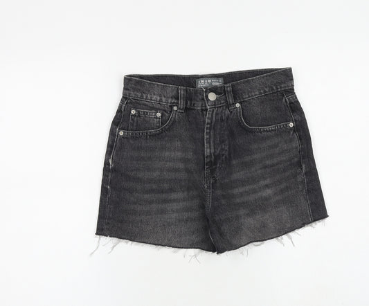 Denim & Co. Womens Black 100% Cotton Cut-Off Shorts Size 8 L3 in Regular Zip
