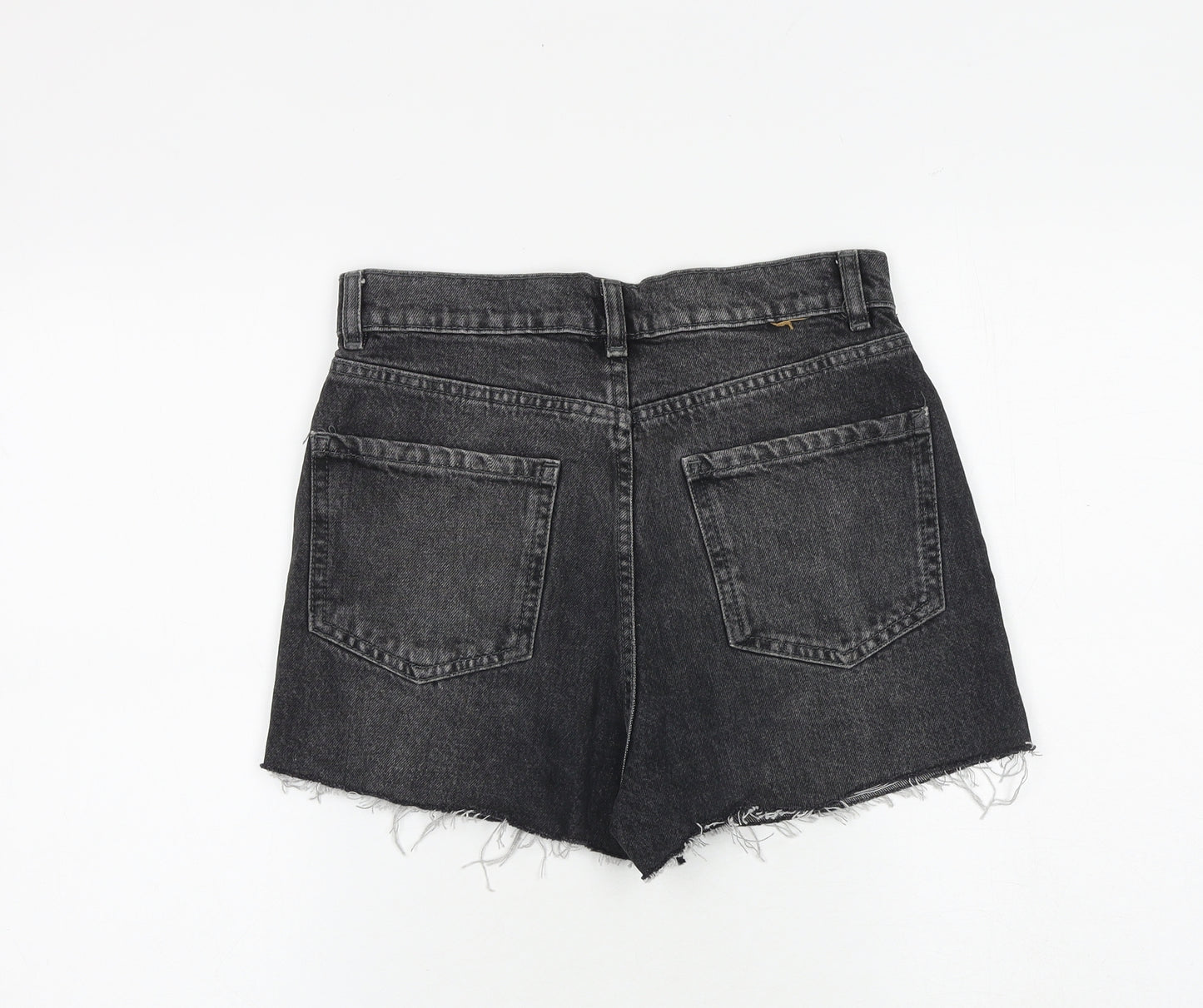 Denim & Co. Womens Black 100% Cotton Cut-Off Shorts Size 8 L3 in Regular Zip