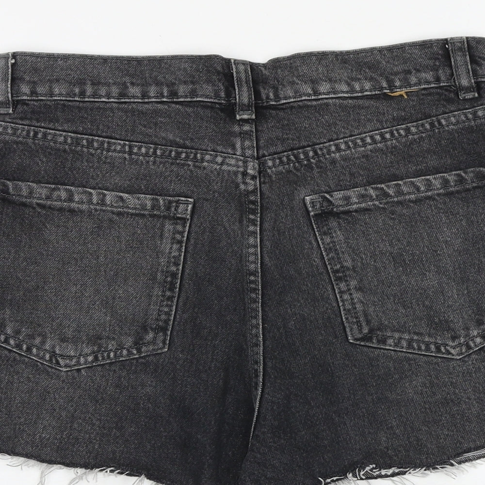 Denim & Co. Womens Black 100% Cotton Cut-Off Shorts Size 8 L3 in Regular Zip