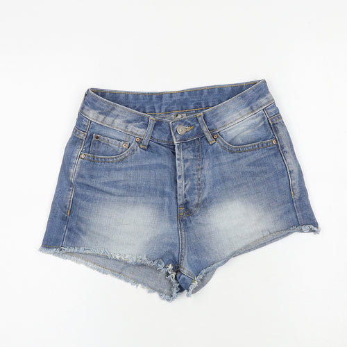 Denim & Co. Womens Blue 100% Cotton Cut-Off Shorts Size 8 L3 in Regular Zip