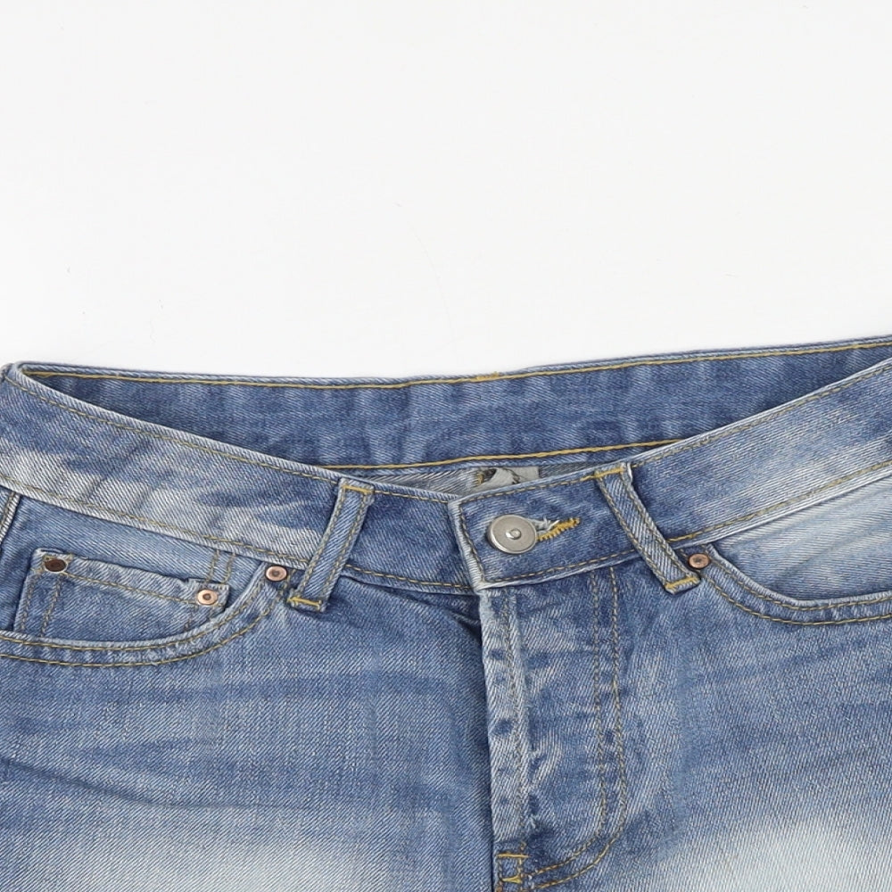 Denim & Co. Womens Blue 100% Cotton Cut-Off Shorts Size 8 L3 in Regular Zip