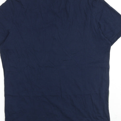 JACK & JONES Mens Multicoloured Colourblock Cotton T-Shirt Size L Crew Neck
