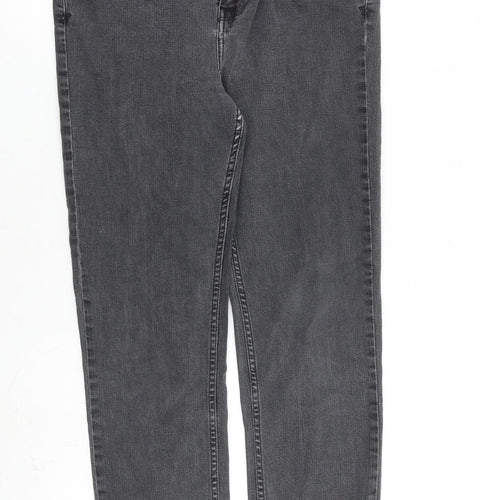 Fat Face Womens Grey Cotton Skinny Jeans Size 14 L29 in Extra-Slim Zip