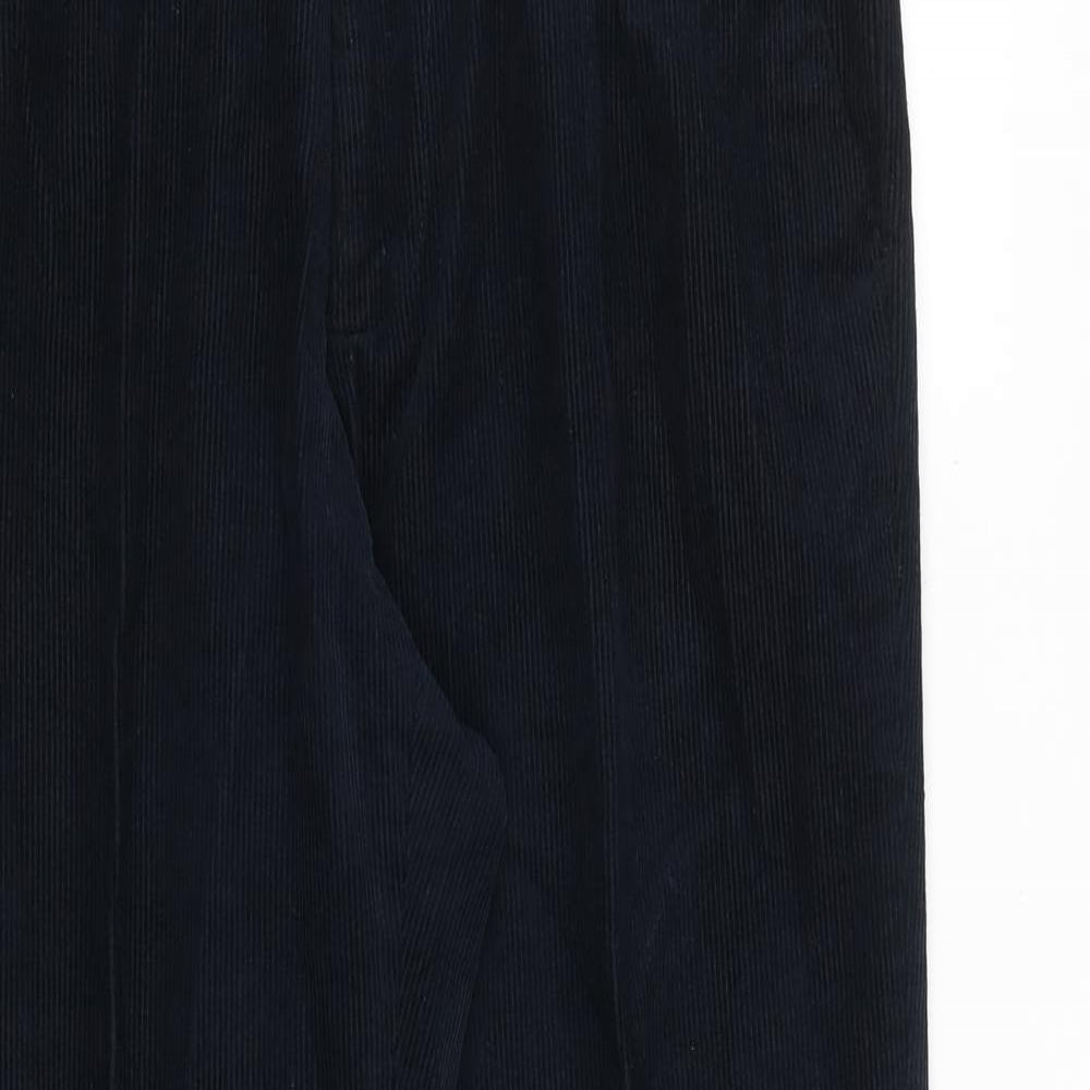 Marks and Spencer Mens Blue Cotton Trousers Size 36 in L31 in Regular Zip