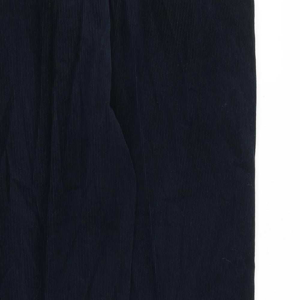 Marks and Spencer Mens Blue Cotton Trousers Size 36 in L31 in Regular Zip